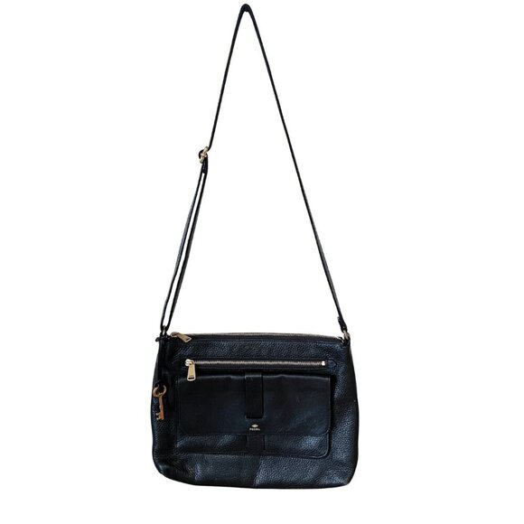 FOSSIL KINLEY BLACK BUTTERY LEATHER SMALL CROSSBODY BAG - Picture 7 of 9
